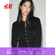 H&M女裝毛針織衫春季miu系開(kāi)衫空調衫薄款針織外套1237776 黑色007 M 165/96