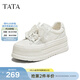 他她（TATA）休閑厚底小白鞋女蕾絲透氣松糕板鞋秋季新款CM601BM5 白色（網(wǎng)面款） 37