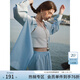 范思藍恩藍色襯衫套裝女透氣2024夏季新款短褲清涼24FS12148 冰川藍（襯衫） M