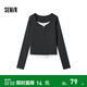 森馬（Semir）打底衫女修身顯瘦內搭弧形下擺拼接假兩件上衣秋季可外穿氣質(zhì) 深花灰00102 M