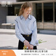 香影法式藍色翻領(lǐng)襯衫女2026春裝新款寬松襯衣棉撞色刺繡通勤上衣 藍色 S 155/80A/85-95斤