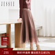 JESSIE時(shí)尚亮絲漸變顯瘦百褶網(wǎng)紗半身裙女秋 咖啡色 S