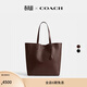 蔻馳（COACH）男女同款春季天然全粒面皮革Broadway托特包手提包 楓棕色