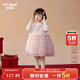歐姆熊女童連衣裙秋冬季2025新款女寶寶周歲禮服兒童冬裝洋氣小公主裙子 粉色【加絨款】 120 120cm