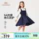 英氏（YEEHOO）兒童裙子女童連衣裙春季時(shí)尚休閑淑女風(fēng)衣服春季新款百搭中大童裝 悅動(dòng)青春深藍 150
