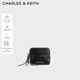 CHARLES&KEITH26春季新品愛(ài)心包掛油蠟皮卡包零錢(qián)包生日禮物CK6-50681248 Black黑色 XXS
