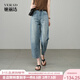 婭麗達純棉香蕉褲夏季遮肉牛仔褲女2025新款淺色輕薄八九分哈倫褲 復古藍(B0） 27