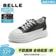 百麗（Belle）小白鞋女鞋商場(chǎng)款厚底增高一腳蹬單鞋透氣休閑鞋U8N1DAM3 黑色 38 (240mm)