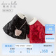戴維貝拉女童輕薄羽絨服兒童公主外套中長(cháng)款裙式寶寶紅色拜年服冬