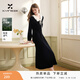 香影赫本風(fēng)絲絨連衣裙女2025冬季新款氣質(zhì)娃娃領(lǐng)法式黑色優(yōu)雅長(cháng)裙 黑色 M 160/84A/95-110斤