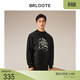 巴魯特（Brloote）衛衣男套頭時(shí)尚印花寬松舒適彈力長(cháng)袖T恤秋冬 黑色 175/96A