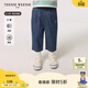Teenie Weenie Kids小熊童裝25年男女寶寶涼感休閑風(fēng)牛仔長(cháng)褲 藍色花灰 100 cm (尺碼偏大選小一碼)