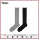 Tabio小腿襪女2雙裝春秋高筒襪黑色顯瘦襪子百搭日系長(cháng)筒襪及膝襪長(cháng)襪 【灰色+黑色】 2雙 均碼 (22.5-24.5cm)
