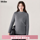 MsShe【半高領(lǐng)V形分割毛衣】大碼女裝2025冬裝胖mm顯瘦打底針織衫 花灰色現貨 3XL