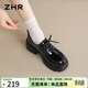 ZHR則則樂(lè )福鞋女頭層豬皮墊通勤厚底女鞋粗高跟皮鞋不累腳單鞋MO22黑色37