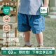 嫚熙（EMXEE）童裝舒適寬松透氣牛仔褲男寶寶兒童防曬嬰童休閑褲外出褲子 牛仔藍【五分褲】 90 cm