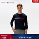 Tommy Hilfiger26春夏新款男裝純棉拼色織帶字母刺繡亞洲版合身打底長(cháng)袖T恤 藏青色FAP M