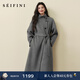 詩(shī)凡黎（‘S EIFINI）【天鵝大衣】詩(shī)凡黎全羊毛風(fēng)衣式立領(lǐng)外套25冬系帶富家千金雙面呢 【長(cháng)款】灰色 S