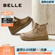 百麗（Belle）復古擦色鞋頭牛皮休閑靴女冬季新款商場(chǎng)厚底短靴E5D1DDD5 杏色 37 (235mm)