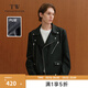 Teenie Weenie小熊男裝外套2025年春季新款潮酷街頭復古機車(chē)PU上衣 黑色 XL