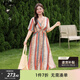 MsShe【度假風(fēng)印花雪紡連衣裙】大碼女裝2025夏季胖mmV領(lǐng)高端裙子 B款-西柚粉色現貨 3XL
