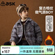 ASK JUNIOR兒童外套男童冬季中大童保暖毛呢外套襯衫領(lǐng)格紋夾克