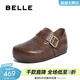 百麗（Belle）周雨彤同款厚底全麥吐司2代全包勃肯鞋女商場(chǎng)同款E1H1DAM6預售 啡色皮面-單里（2代-4CM增高） 37