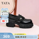 他她（TATA）小皮鞋2026春季新款豆豆鞋黑色厚底女鞋樂(lè )福鞋子CHY07AM6 黑色（寬版） 37