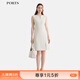 PORTS寶姿女裝春夏新款優(yōu)雅珍珠裝飾圓領(lǐng)奶白色醋酸混紡側開(kāi)衩連衣裙 奶白色 S (4）