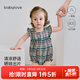 babylove【清倉】嬰幼兒包屁衣夏季薄款純棉三角哈衣女寶寶爬服格子連體衣 復古巴恩 66cm