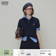 Teenie Weenie小熊女裝T恤26春季新款少女感荷葉邊門(mén)襟氣質(zhì)POLO衫 藏青色 M