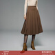 顏域高腰A字半身裙女2025新款冬季時(shí)尚復古簡(jiǎn)約中長(cháng)款黑色百褶裙 咖色 L/40