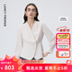 朗姿法式氣質(zhì)V領(lǐng)白色襯衫襯衣女新款秋裝內搭小衫上衣小眾設計感 米白色2 XL