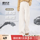 雪中飛加絨加厚闊腿褲子女款新款秋冬顯高顯瘦簡(jiǎn)約時(shí)尚燈芯絨休閑褲 奶白色16074F 常規 M 160/66A 【推薦體重100-11斤】