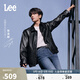 Lee25冬新舒適版紐扣開(kāi)襟設計男女同款PU夾克外套 黑棕 M