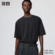 優(yōu)衣庫合作款男女裝涼感大師T AIRism寬松圓領(lǐng)T恤5分袖短袖482295 09 黑色 L