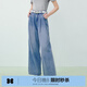 樂(lè )町直筒韓系少女牛仔褲20顯瘦百搭寬松休閑闊腿褲女 牛仔藍（現貨） M