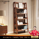 Mamorino德國品牌胡桃實(shí)木書(shū)架落地簡(jiǎn)約梯形客廳收納置物架陽(yáng)臺儲物小書(shū)柜 66CM寬-胡桃木-五層