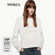 MO&Co.長(cháng)袖T恤2025秋新品精工絲絨印花寬松圓領(lǐng)白色棉質(zhì)MBE3TEE014 本白色 M /165