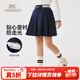 英氏（YEEHOO）兒童裙子女童半身裙春季時(shí)尚淑女學(xué)院百褶裙春裝新款衣服中大童裝 學(xué)院百褶徽章深藍 150