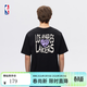 NBA【新款】官方勇士/湖人籃球吸濕透氣男女同款純棉短袖T恤情侶百搭 黑色(洛杉磯湖人) 2XL