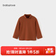 babylove【清倉】嬰幼兒打底衫春秋羊毛衫半高領(lǐng)長(cháng)袖t恤寶寶內搭上衣新生 焦糖色 100 cm