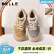 百麗（Belle）撞色厚底板鞋女冬季新款商場(chǎng)同款高幫大頭休閑鞋E6X1DDM5 棕色-毛里 38 (240mm)