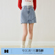 樂(lè )町斜線(xiàn)分割牛仔短裙方塊A字裙深牛仔藍打褶半身裙 淺牛仔藍（現貨） M