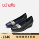 achette雅氏4SB2 2025夏季新款優(yōu)雅正裝淺口單鞋舒適坡跟女鞋 14/910/950-黑色/珠光藍/銀灰色 37