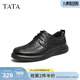 他她（TATA）商務(wù)休閑男士皮鞋舒適通勤黑色真皮軟底爸爸鞋子MEZ02AM4 黑色 39