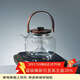 容山堂玻璃煮茶壺煮茶器泡茶壺燒水壺大號養生壺泡茶電陶爐茶壺套裝 平光平蓋提梁壺+小容黑胡桃茶爐