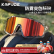 卡普沃（KAPVOE）防霧變色炫彩騎行眼鏡戶(hù)外運動(dòng)登山徒步近視風(fēng)鏡女防強眩光 透明灰框+透明變紅 納米防霧技術(shù)