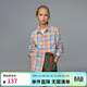 ELLE KIDS童裝 多巴胺彩格紋襯衫女童春季新款法式學(xué)院風(fēng)長(cháng)袖上衣