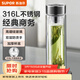 蘇泊爾（SUPOR）玻璃杯大容量商務(wù)辦公杯泡茶杯雙層加厚玻璃水杯車(chē)載杯子 閃耀黑 380ml